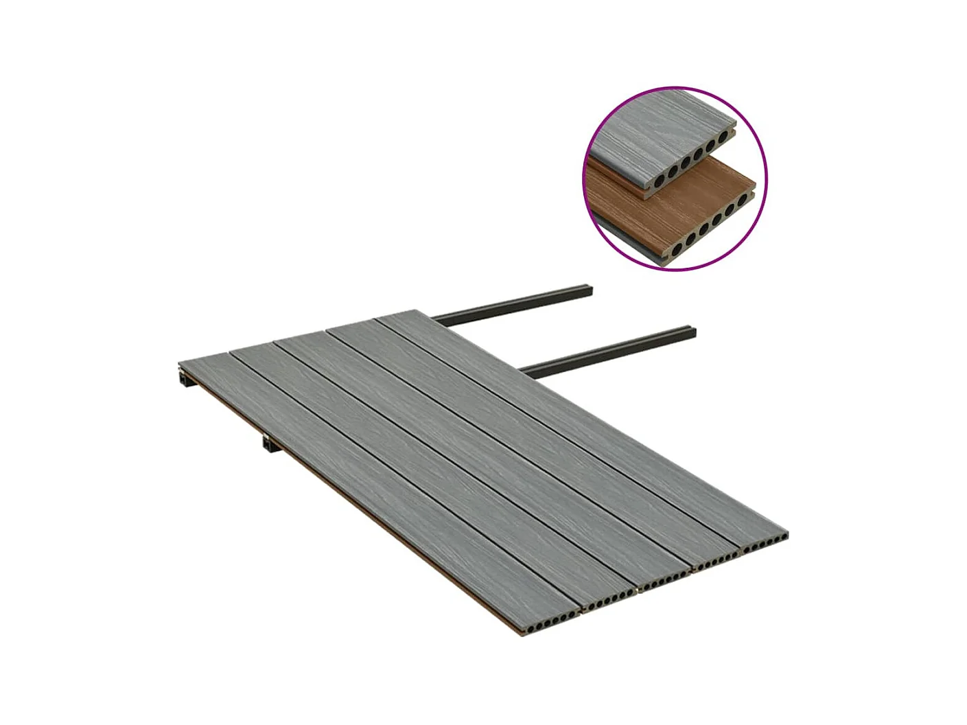 Panneaux de terrasse et accessoires WPC Marron-gris 10 m² 2,2 m