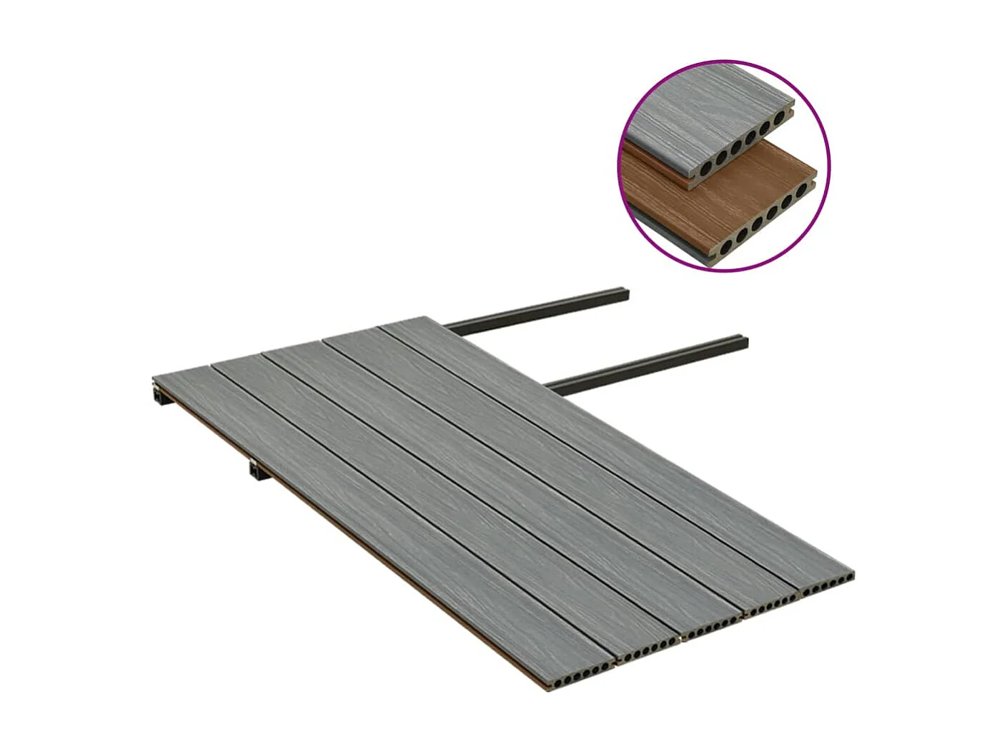 Panneaux de terrasse et accessoires WPC Marron-gris 10 m² 2,2 m