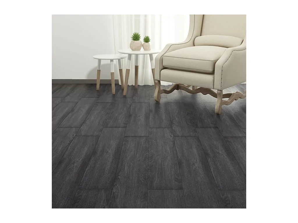 Planche de plancher PVC 5,26 m² 2 mm Noir et blanc