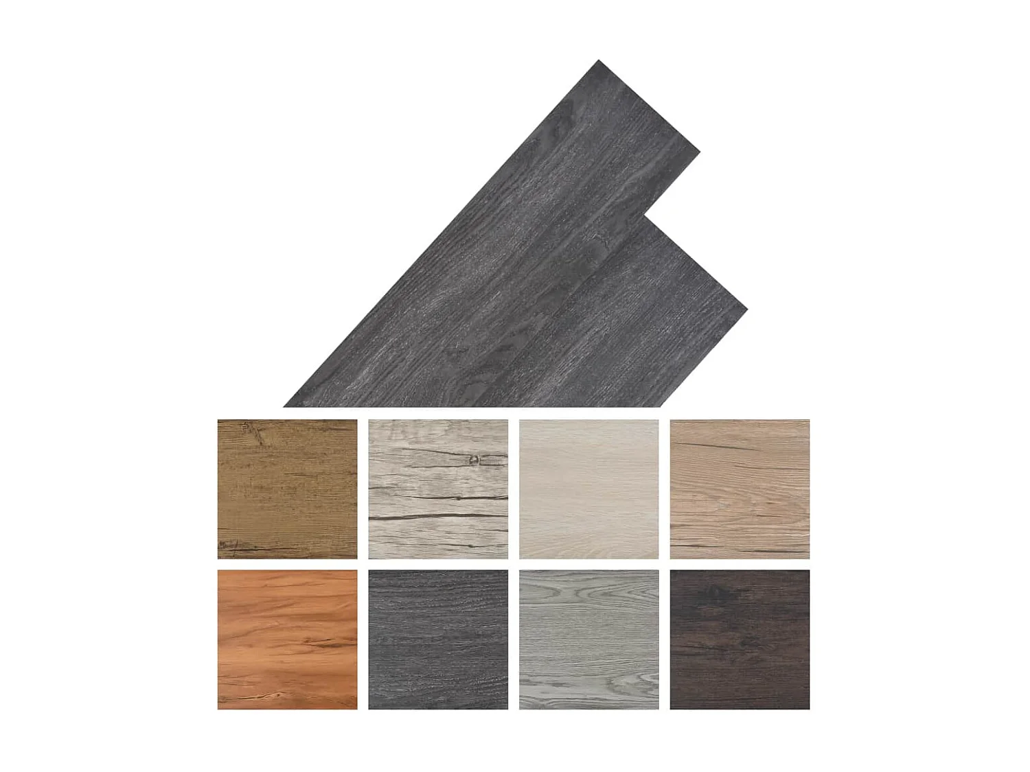 Planche de plancher PVC 5,26 m² 2 mm Noir et blanc