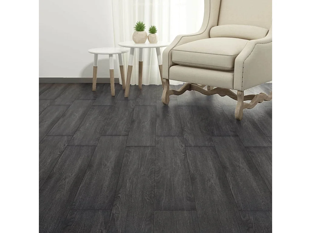 Planche de plancher PVC 5,26 m² 2 mm Noir et blanc