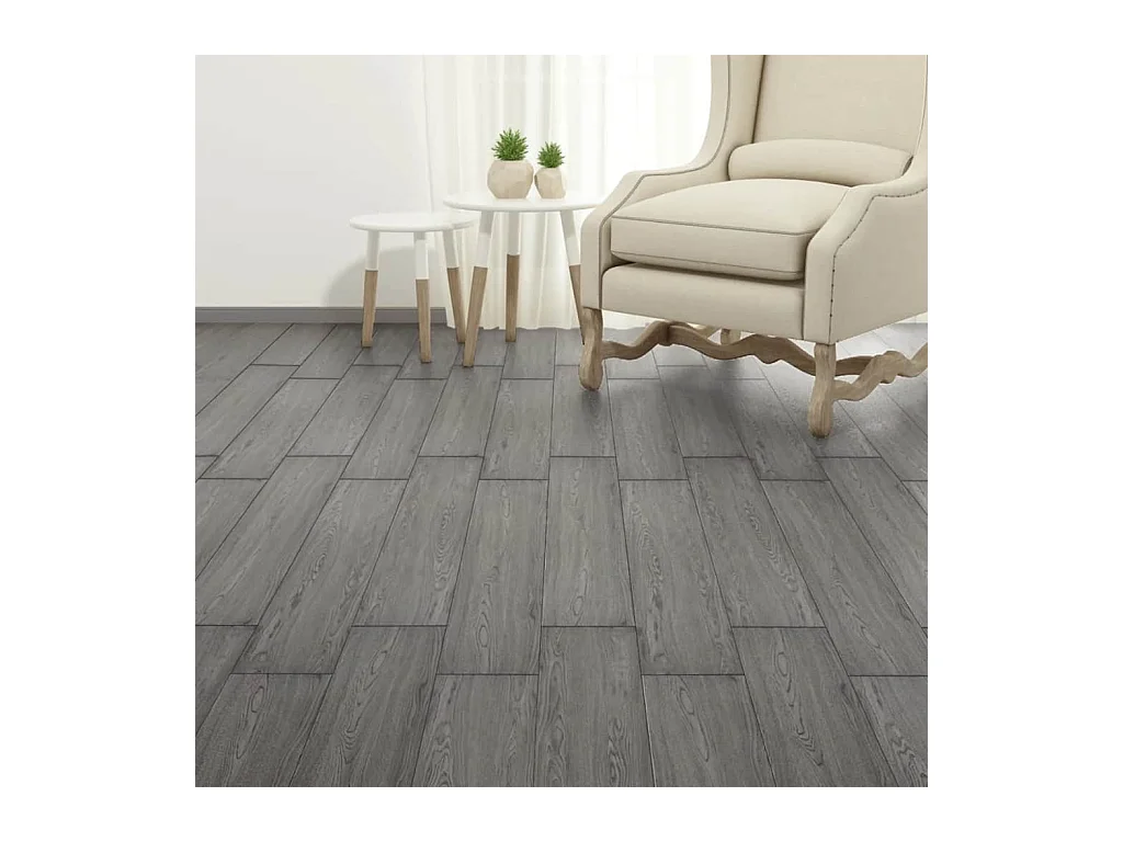 Planche de plancher PVC autoadhésif 5,02 m² 2 mm Gris foncé