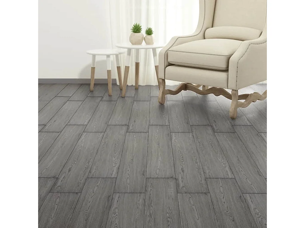 Planche de plancher PVC autoadhésif 5,02 m² 2 mm Gris foncé