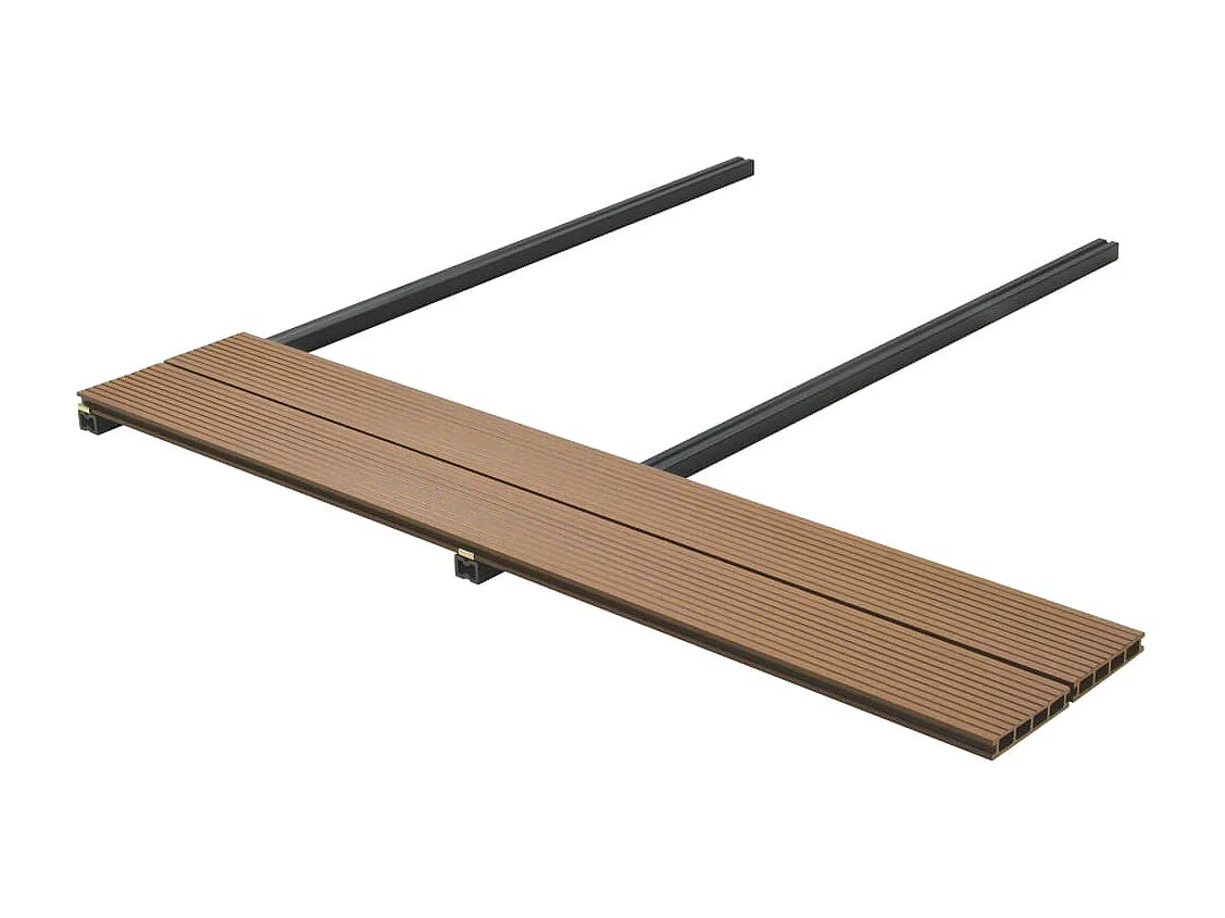 Panneaux de terrasse creux et accessoires WPC 20 m² 2,2 m Teck