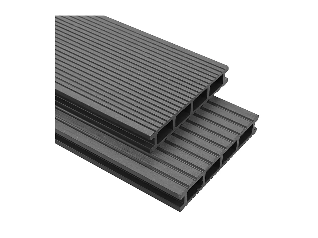 Panneaux de terrasse avec accessoires WPC 16 m² 2,2 m Gris