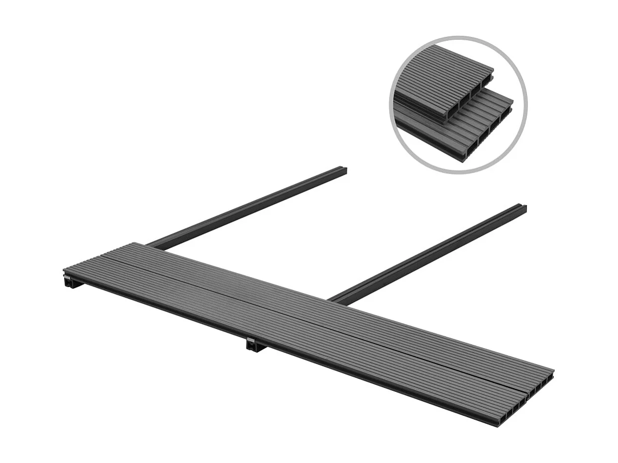 Panneaux de terrasse avec accessoires WPC 36 m² 2,2 m Gris