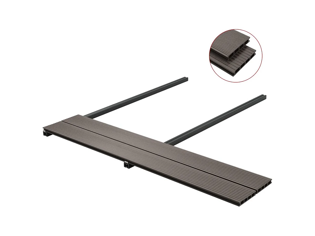 Panneaux de terrasse creux WPC 10 m² 4 m Marron foncé