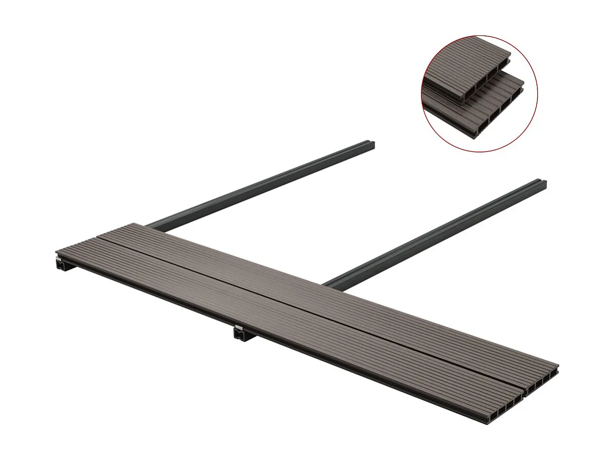 Panneaux de terrasse creux WPC 10 m² 4 m Marron foncé