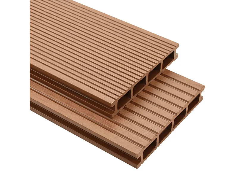 Panneaux de terrasse WPC avec accessoires 25 m² 4 m Marron