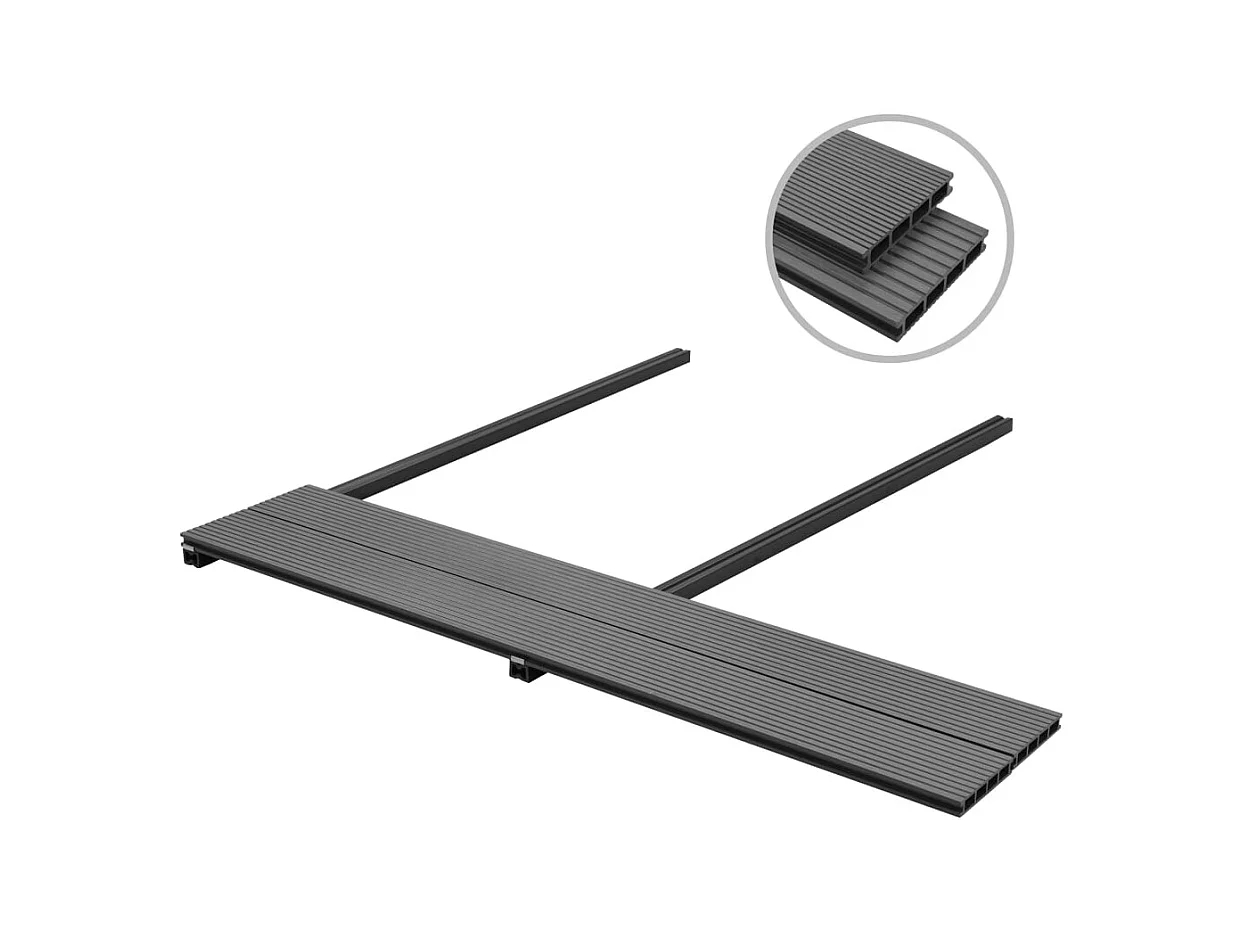 Panneaux de terrasse WPC avec accessoires 15 m² 4 m Gris