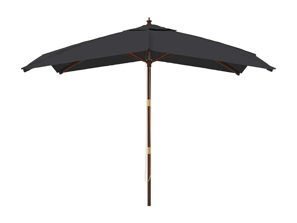 Parasol de jardin avec mât en bois noir 300x300x273