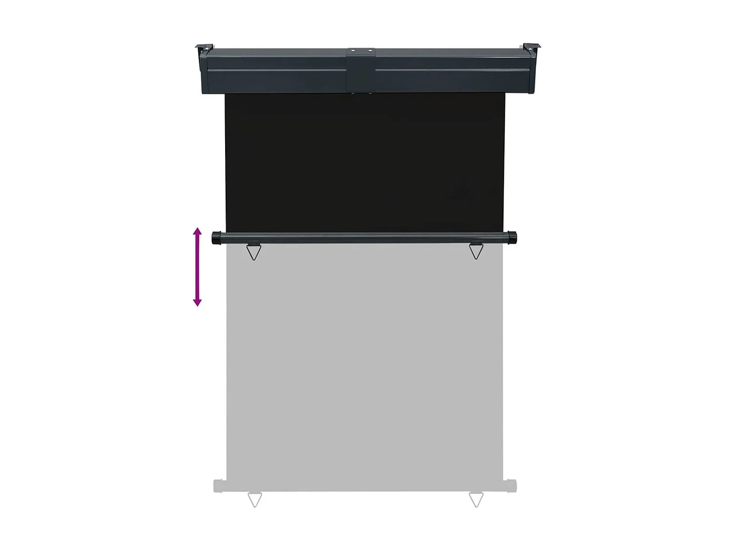 Toldo lateral de balcón negro 125x250 cm