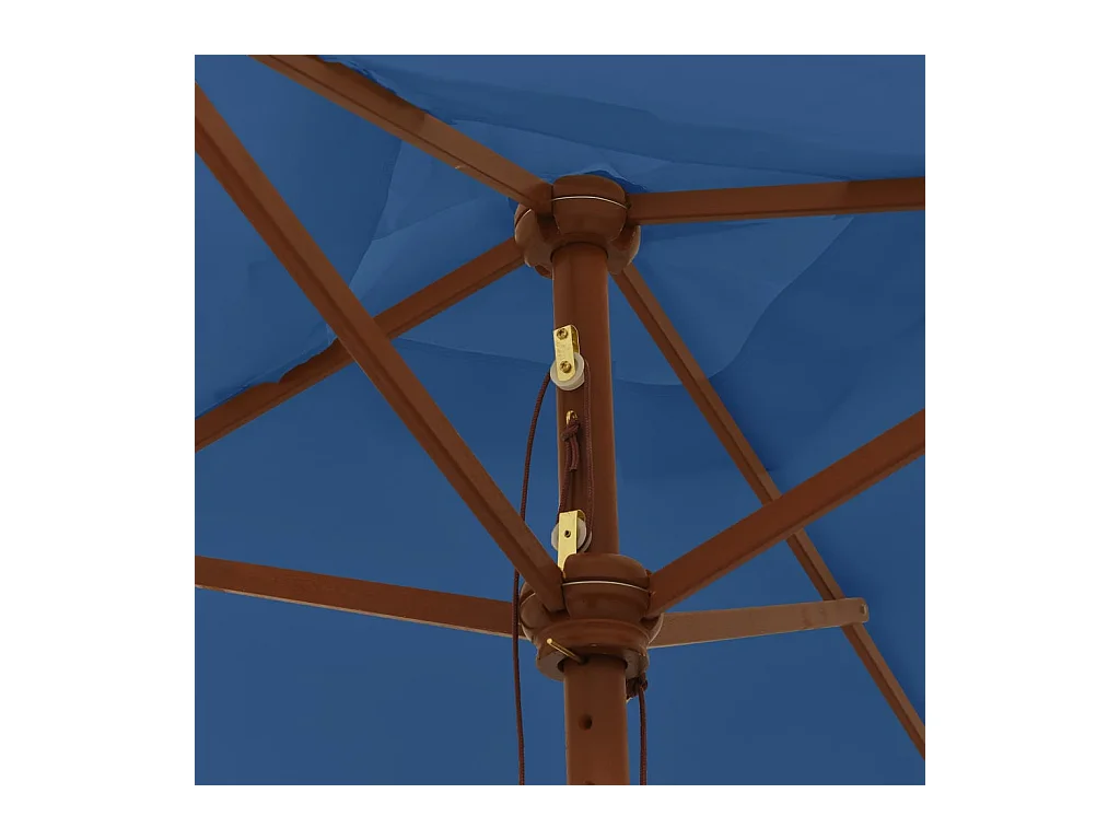 Parasol de jardin avec mât en bois bleu azuré 198x198x231