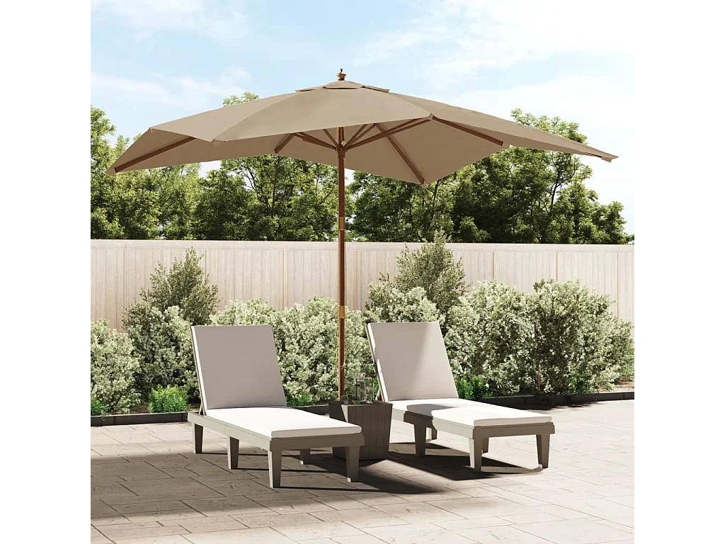 Parasol de jardin avec mât en bois taupe 300x300x273