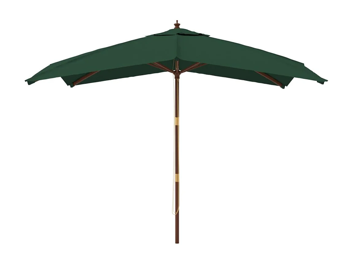 Parasol de jardin avec mât en bois vert 300x300x273