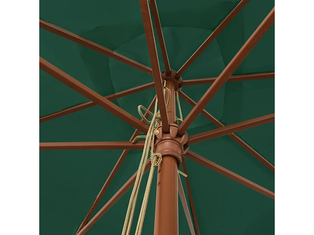 Parasol de jardin avec mât en bois vert 300x300x273
