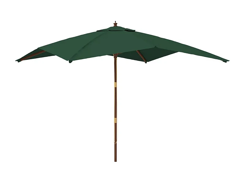 Parasol de jardin avec mât en bois vert 300x300x273