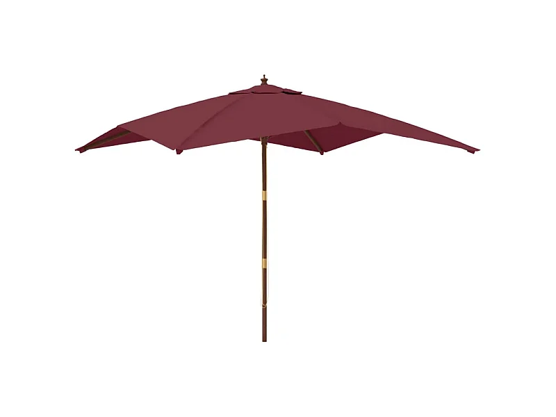 Parasol de jardin avec mât en bois rouge bordeaux 300x300x273