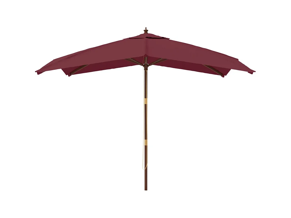 Parasol de jardin avec mât en bois rouge bordeaux 300x300x273