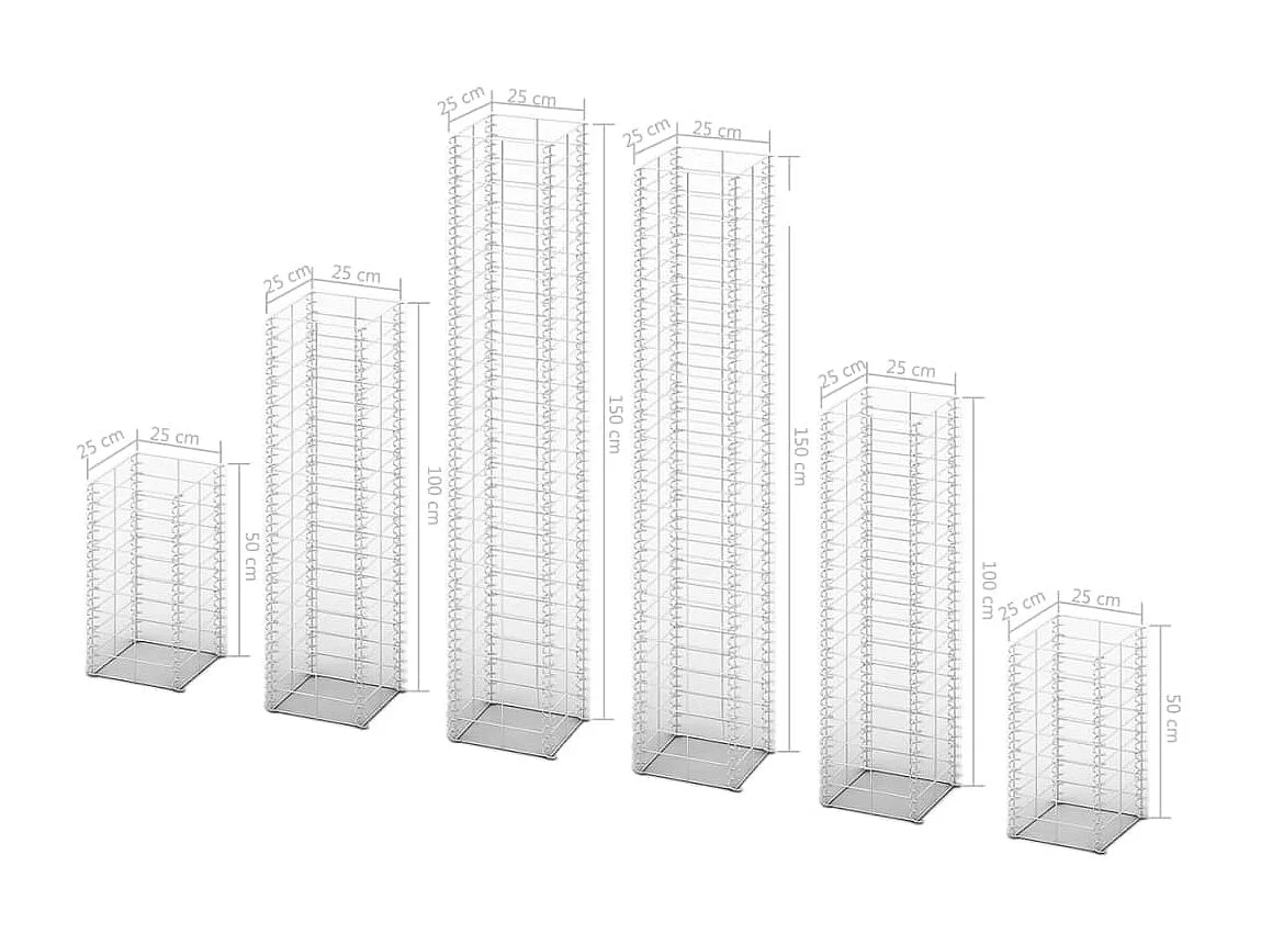 6 gabions en fil galvanisé