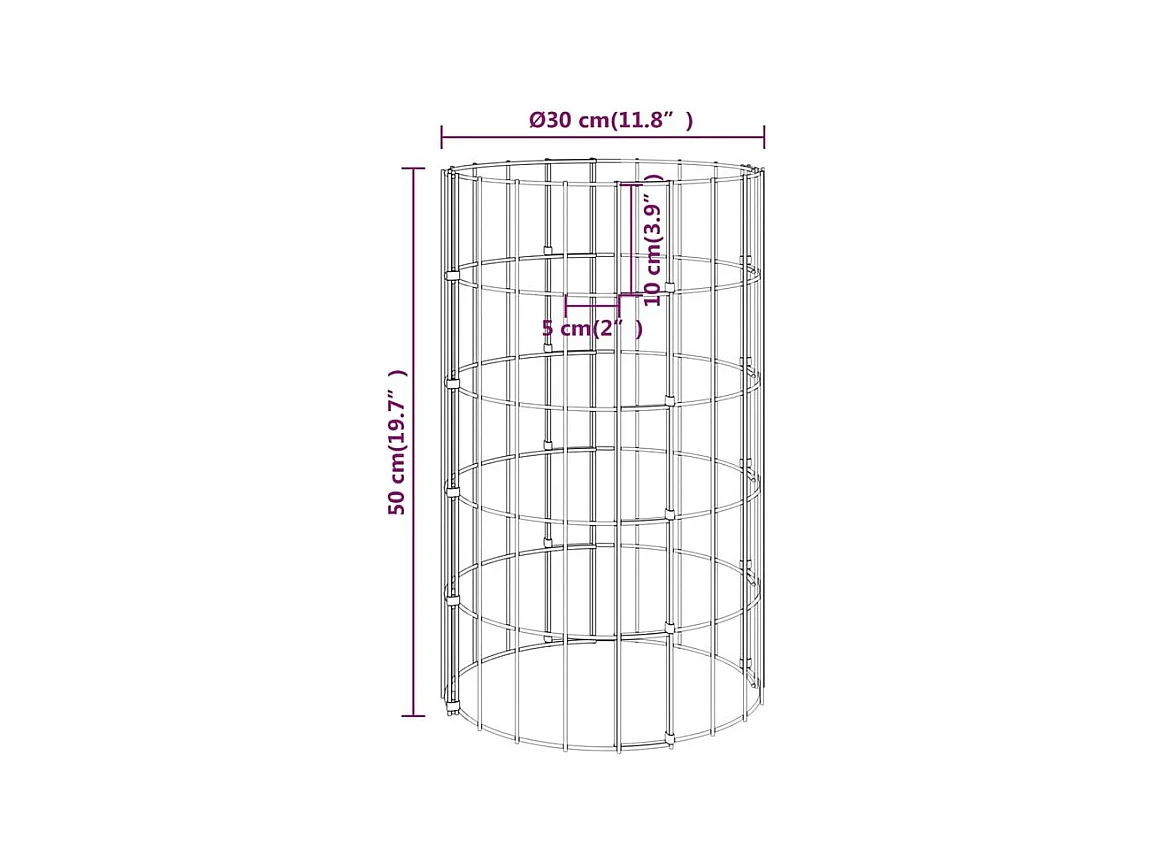 Poteau à gabion circulaire Acier galvanisé Ø30x50