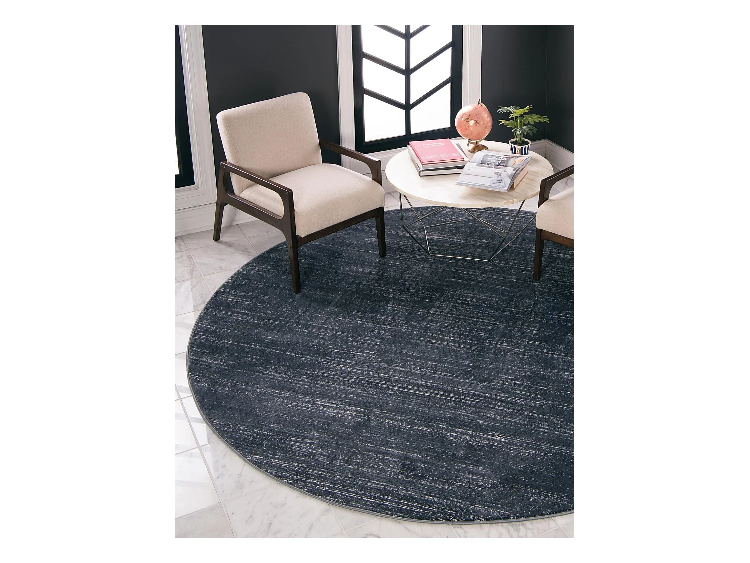 Tapis 160x160 Bleu foncé Bellevue