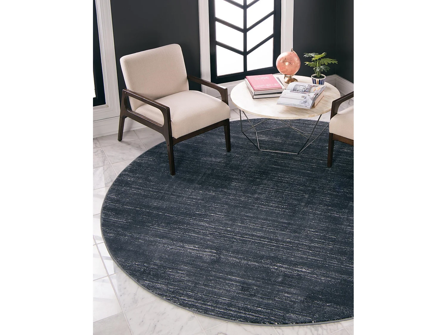 Tappeto 160x160 Blu scuro Bellevue
