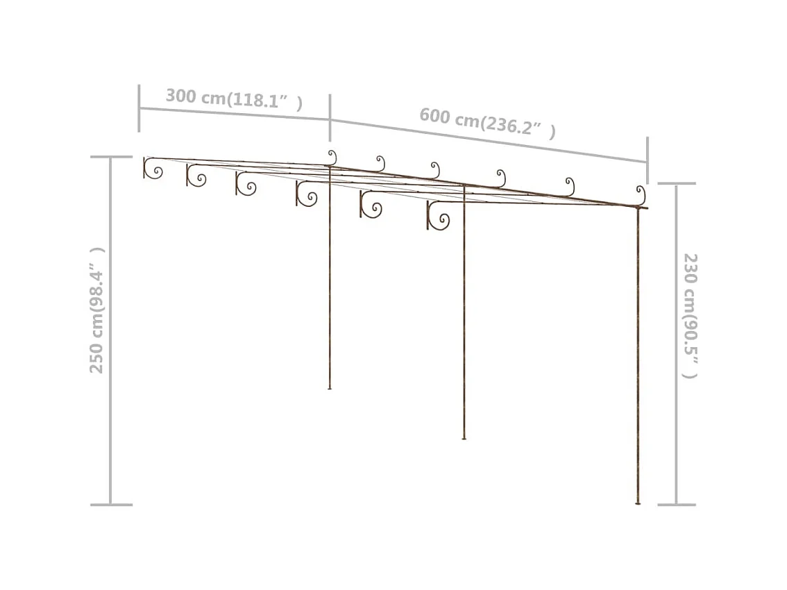 Pergola de jardin Marron antique 6x3x2,5 m Fer