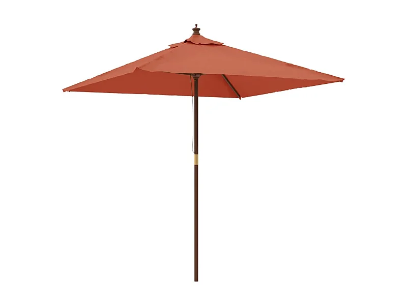 Parasol de jardin avec mât en bois terre cuite 198x198x231