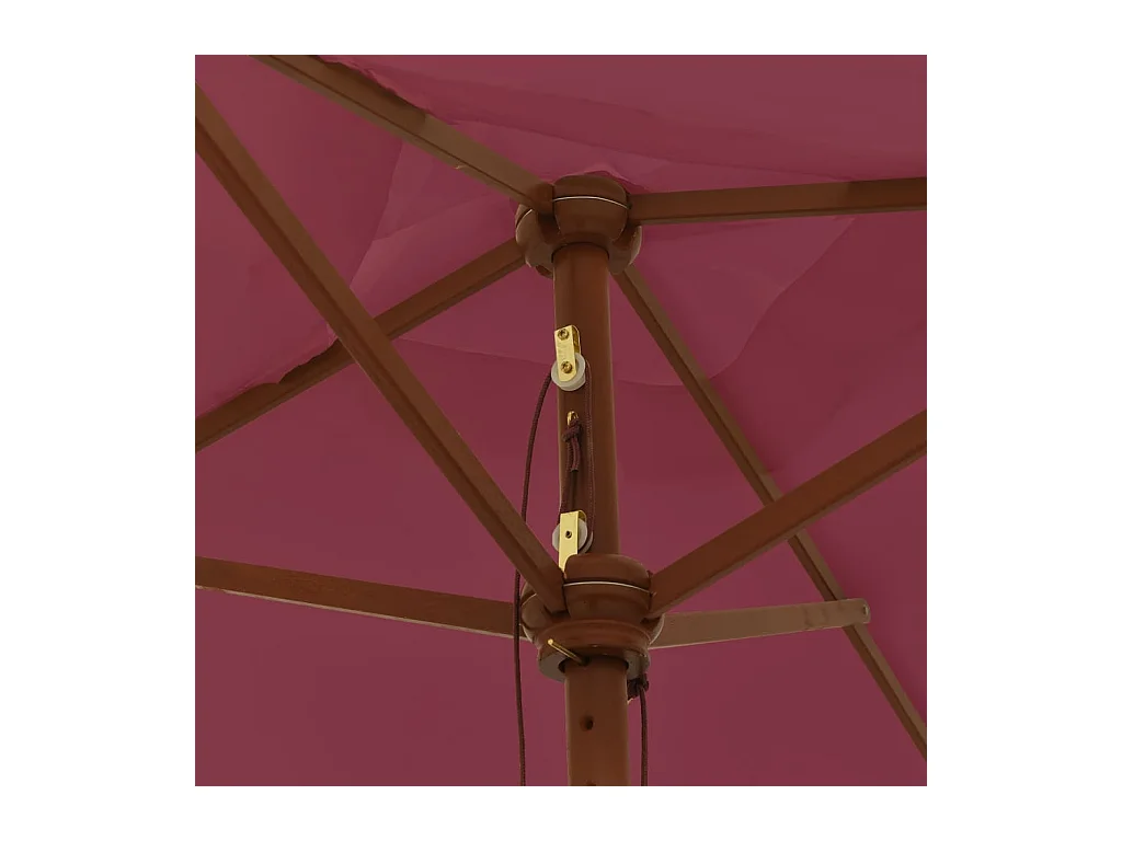 Parasol de jardin avec mât en bois rouge bordeaux 198x198x231