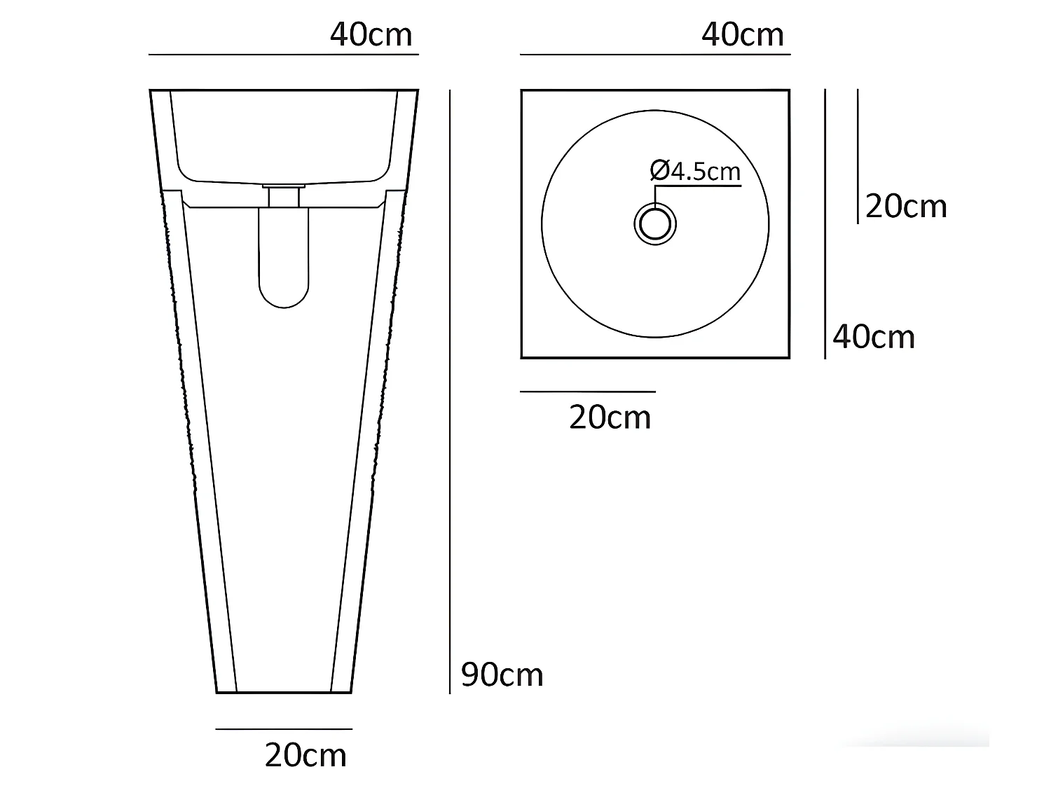 Lavabo colonne en marbre coloris beige - Longueur 40 x Hauteur 90 x Profondeur 40 cm
