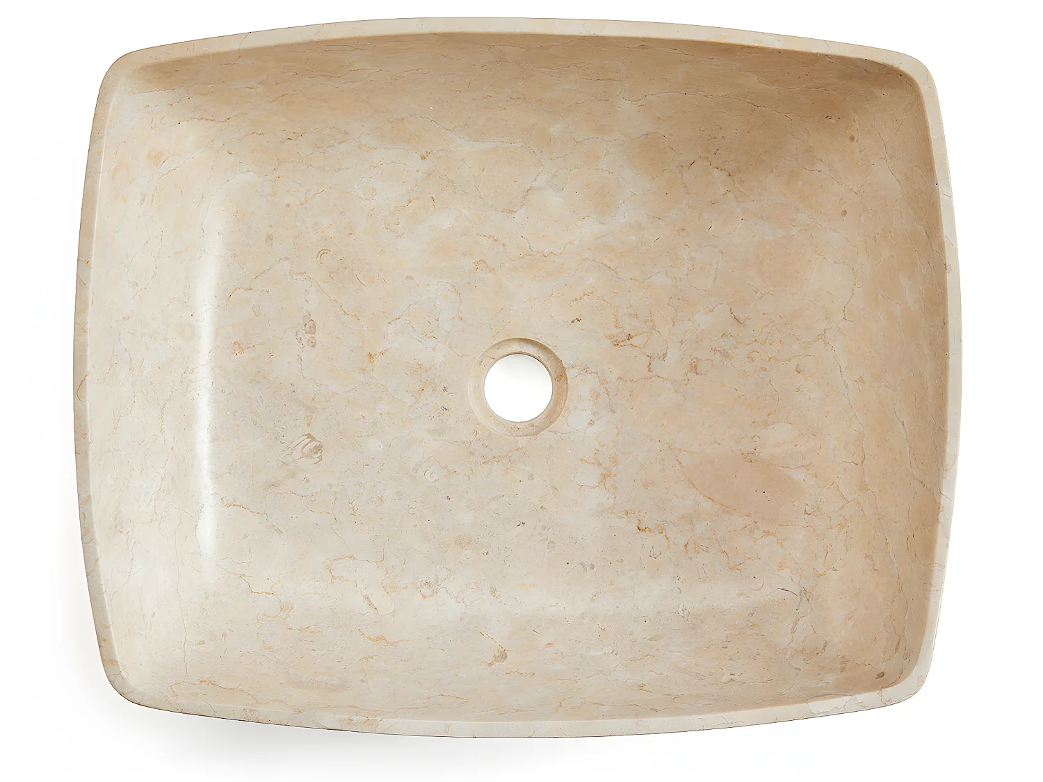Vasque à poser / lavabo en marbre coloris beige - Longueur 50 x Hauteur 15 x Profondeur 38 cm