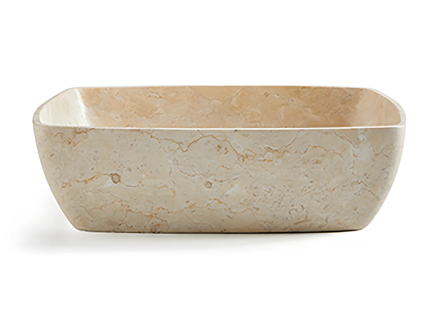 Vasque à poser / lavabo en marbre coloris beige - Longueur 50 x Hauteur 15 x Profondeur 38 cm