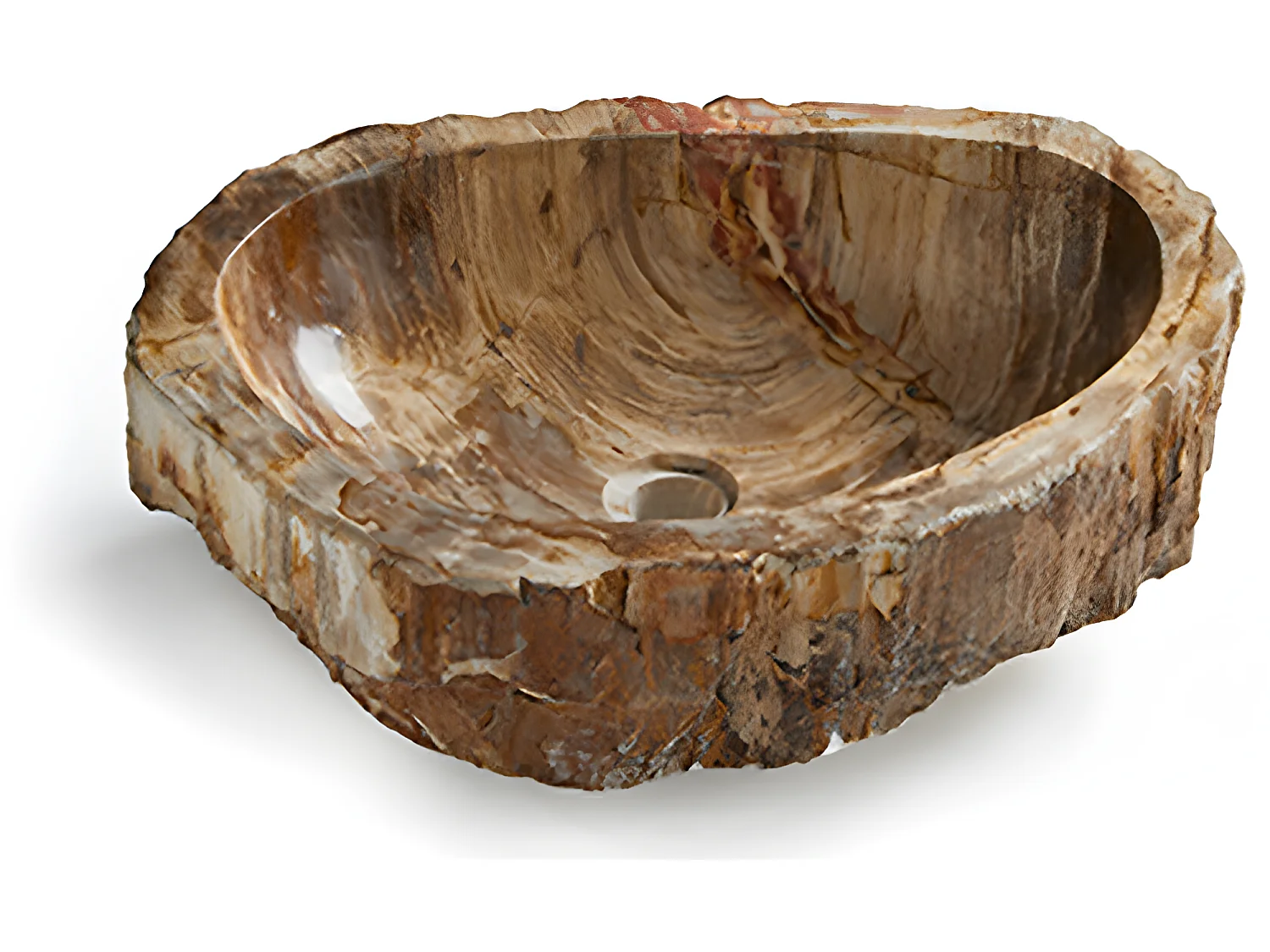 Vasque à poser / lavabo en pierre naturelle coloris brun - Longueur 45 x Hauteur 15 x Profondeur 40 cm