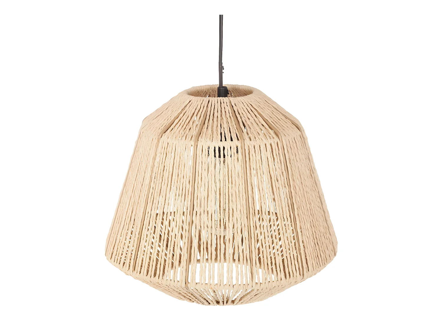 Lampe suspendue, Suspension luminaire coloris beige et métal noir   - D. 29   x H. 26,8 cm