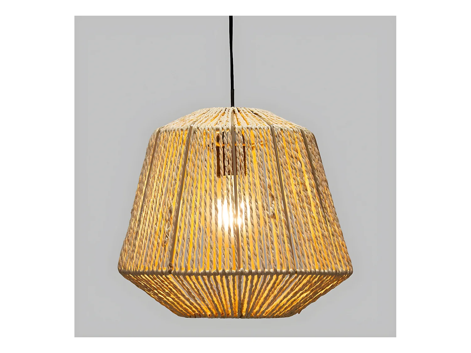 Lampe suspendue, Suspension luminaire coloris beige et métal noir   - D. 29   x H. 26,8 cm