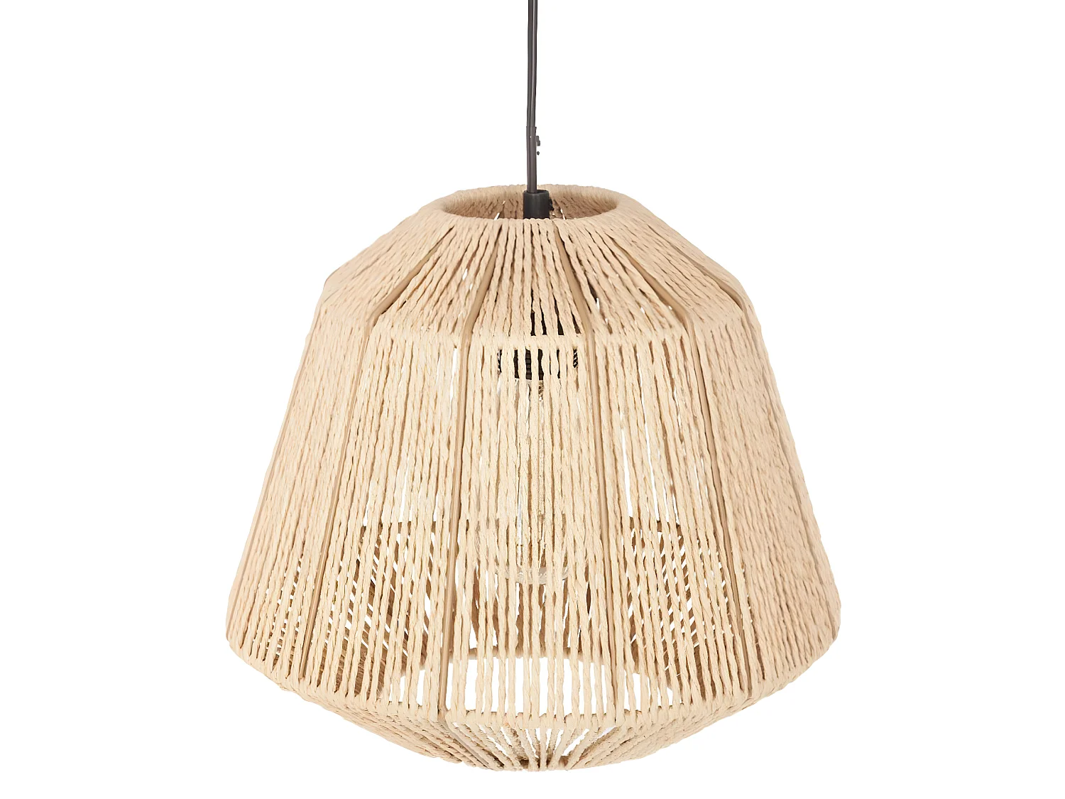 Lampe suspendue, Suspension luminaire coloris beige et métal noir   - D. 29   x H. 26,8 cm