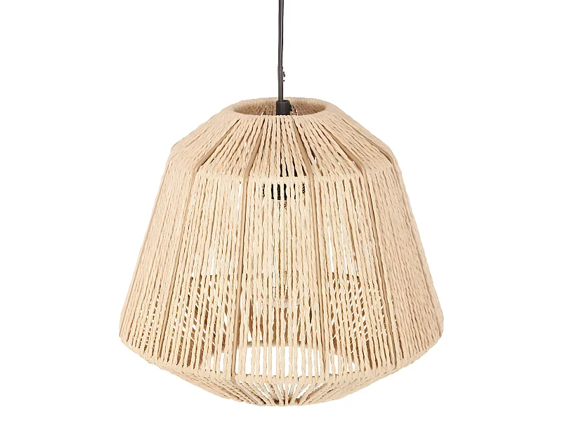 Lampe suspendue, Suspension luminaire coloris beige et métal noir   - D. 29   x H. 26,8 cm
