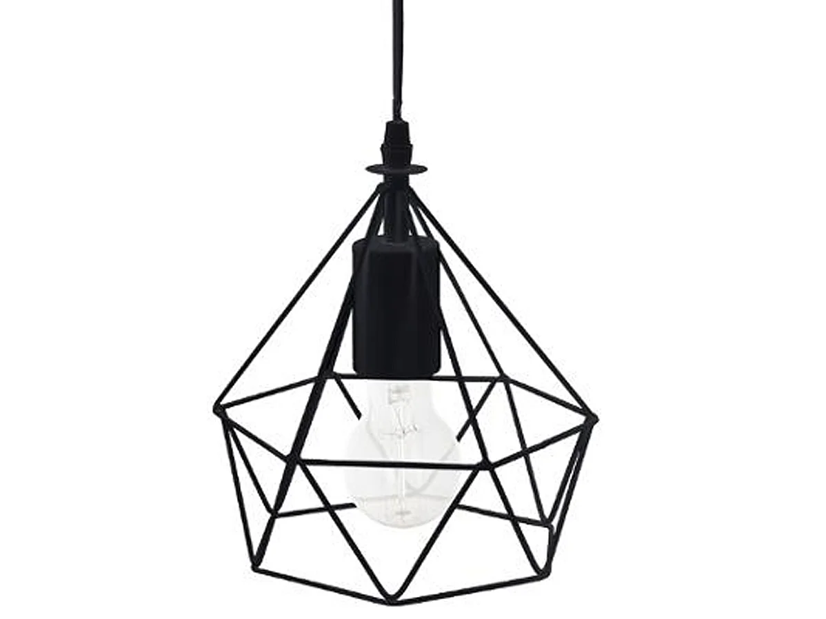 Suspension design en métal avec fil noir - Dim : D.19 x H.22 cm