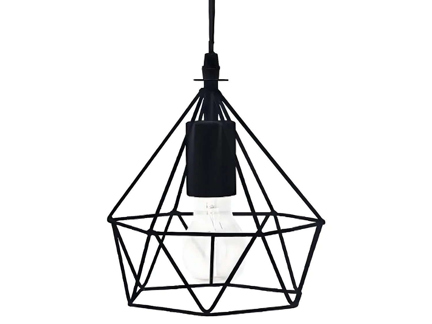 Suspension design en métal avec fil noir - Dim : D.19 x H.22 cm