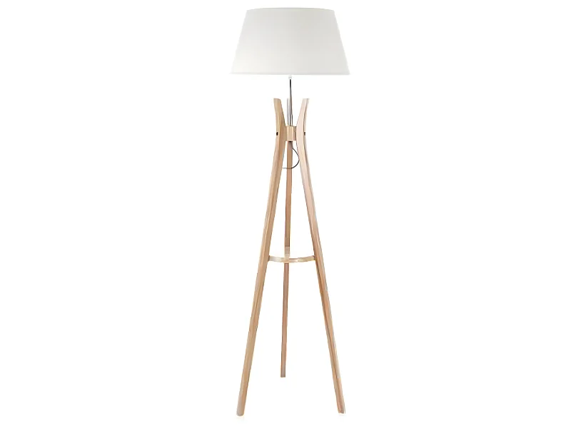 Lampadaire table en Bambou/ Lin - H 156 x D 46 cm