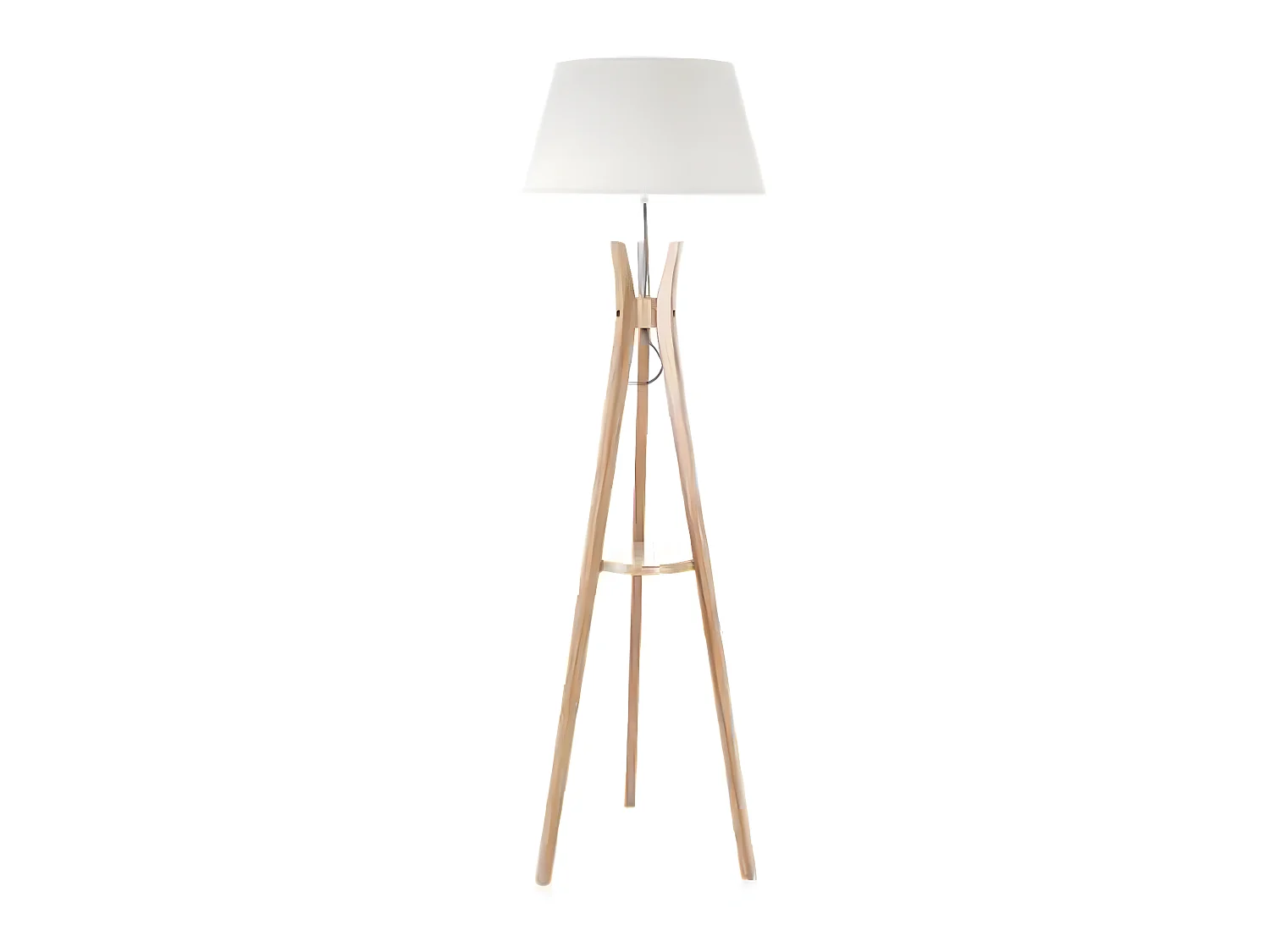 Lampadaire table en Bambou/ Lin - H 156 x D 46 cm
