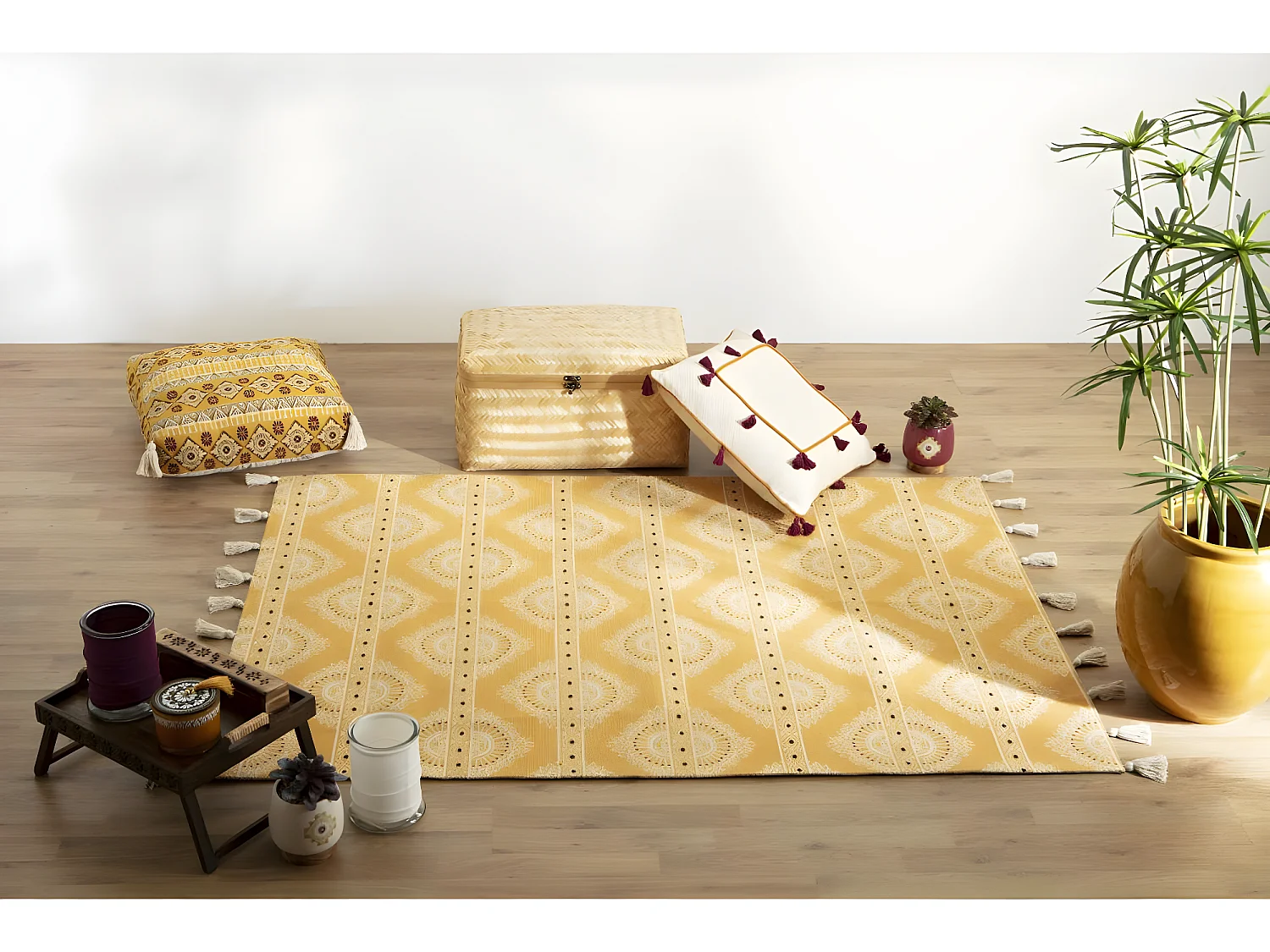 Tapis décoratif Jacquard Ocre 120 x 170 cm