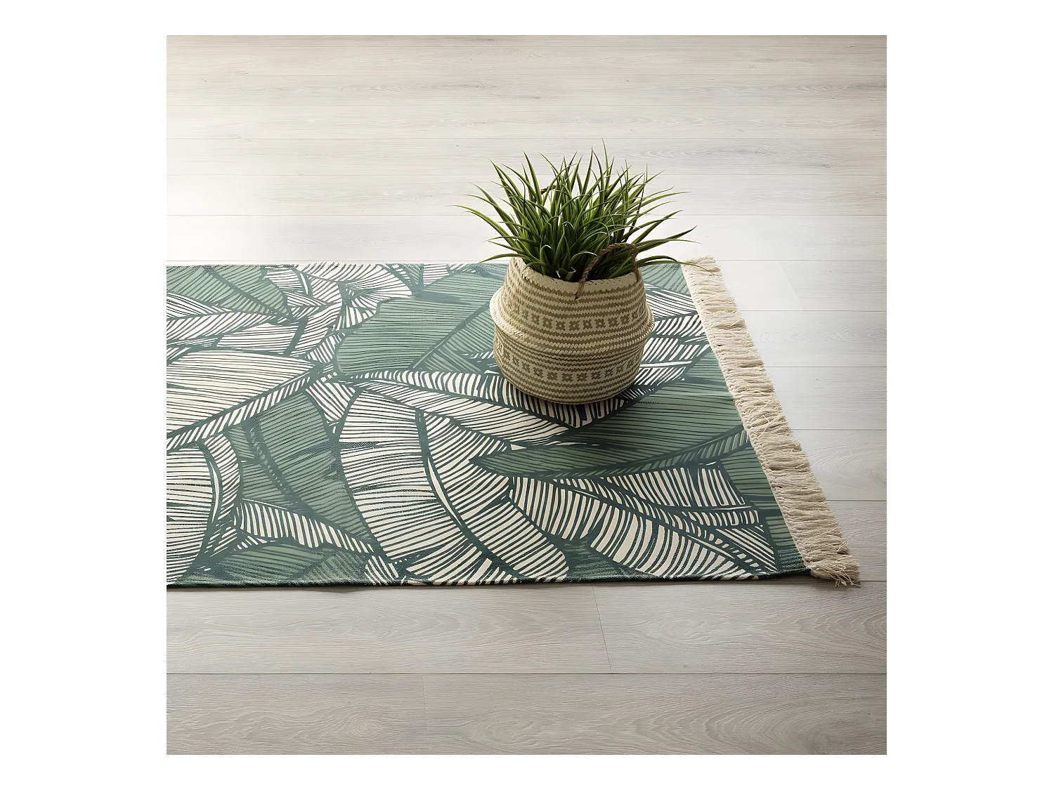 Tapis décoratif en Coton Vert Jungle 120 x 170 cm