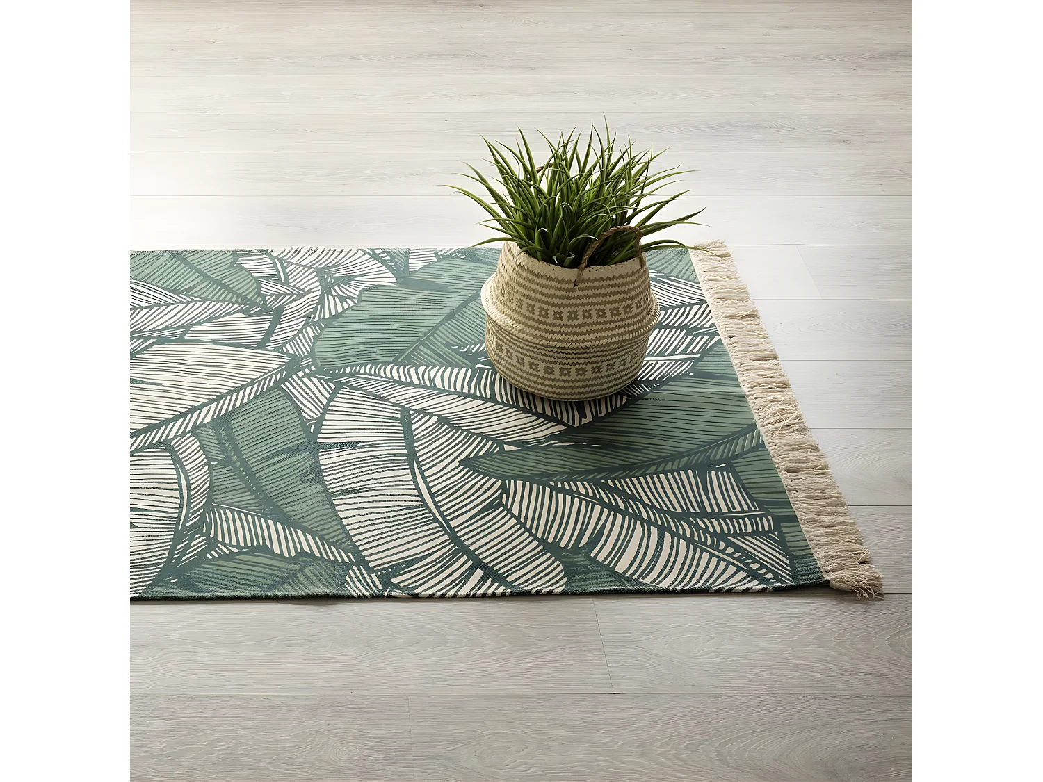 Tapis décoratif en Coton Vert Jungle 120 x 170 cm