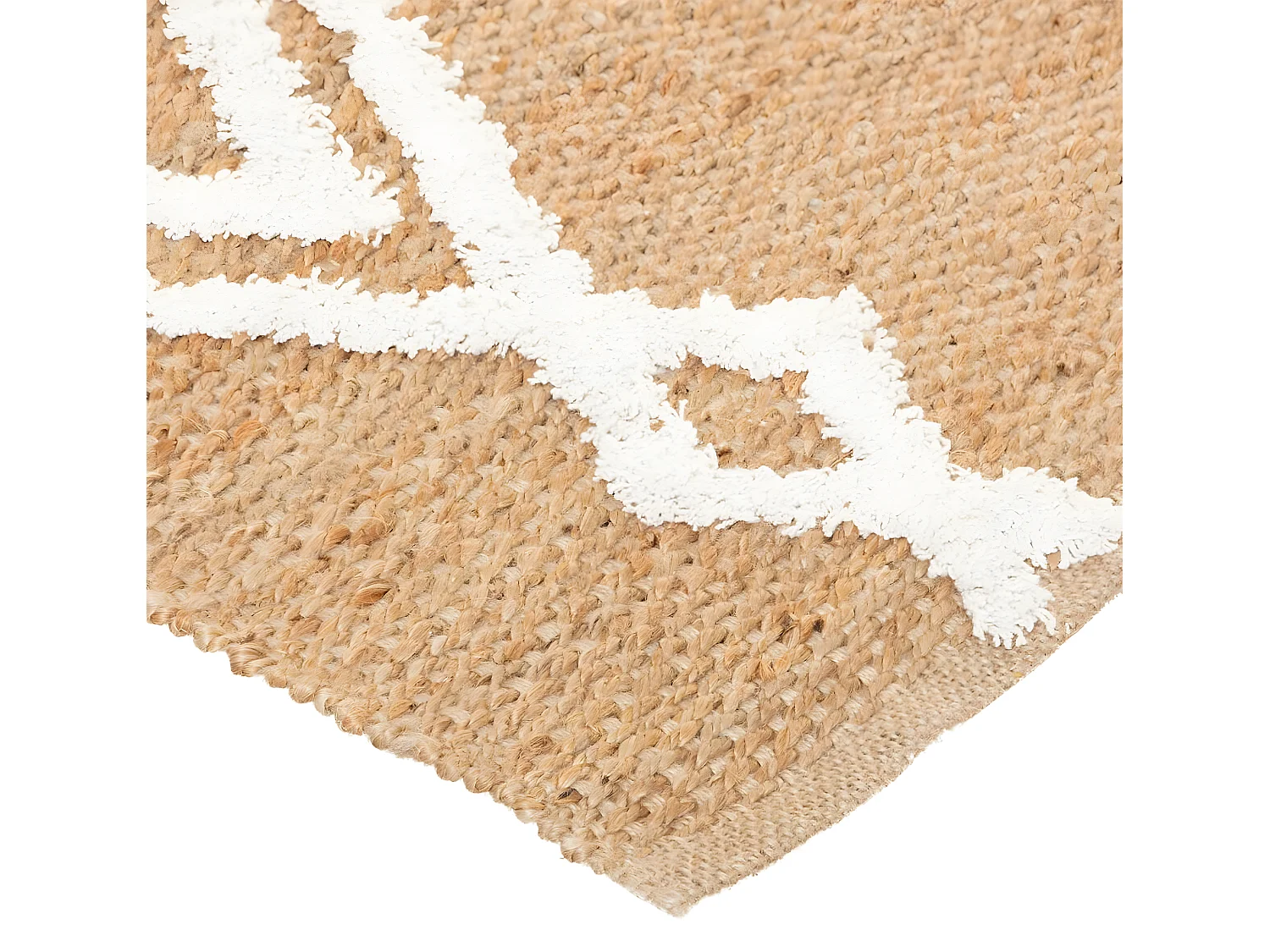 Tapis décoratif en Jute naturel motif Tufté 120 x 170 cm