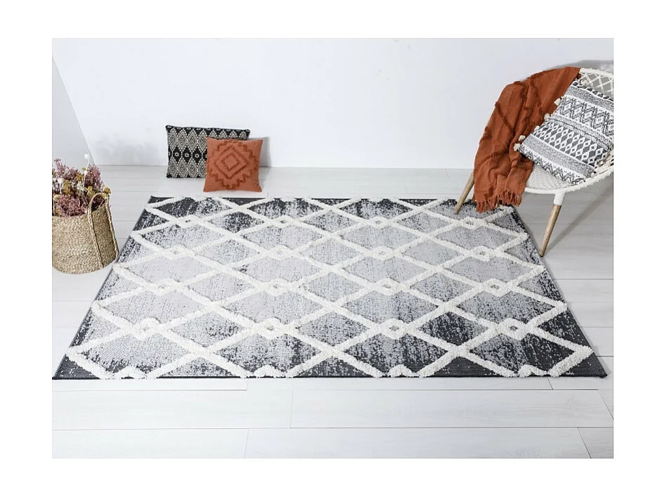 Tapis décoratif Gris effet usé motif en relief 160 × 230 cm