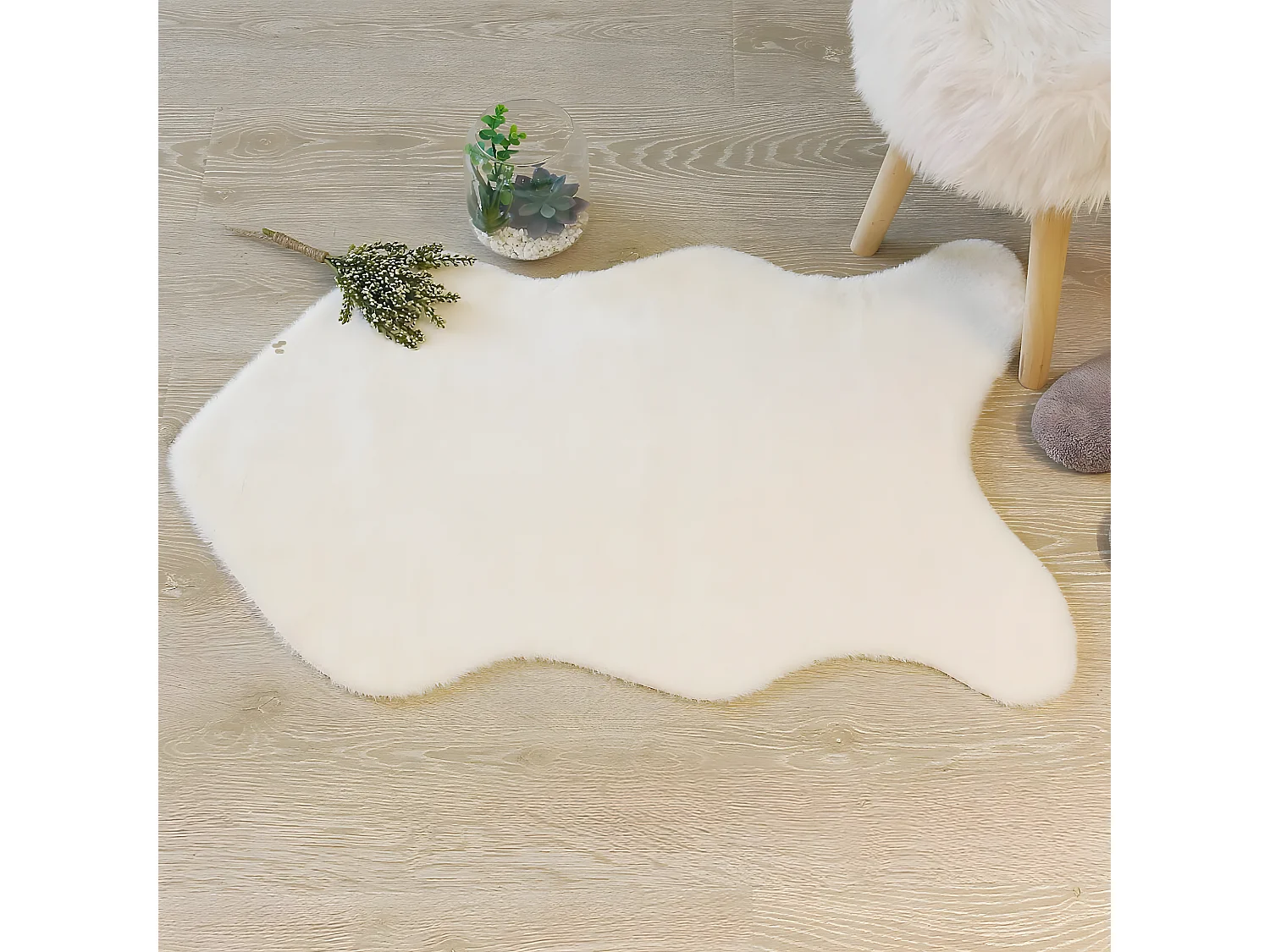 Tapis en Fourrure Ivoire Extra Doux 60 x 90 cm