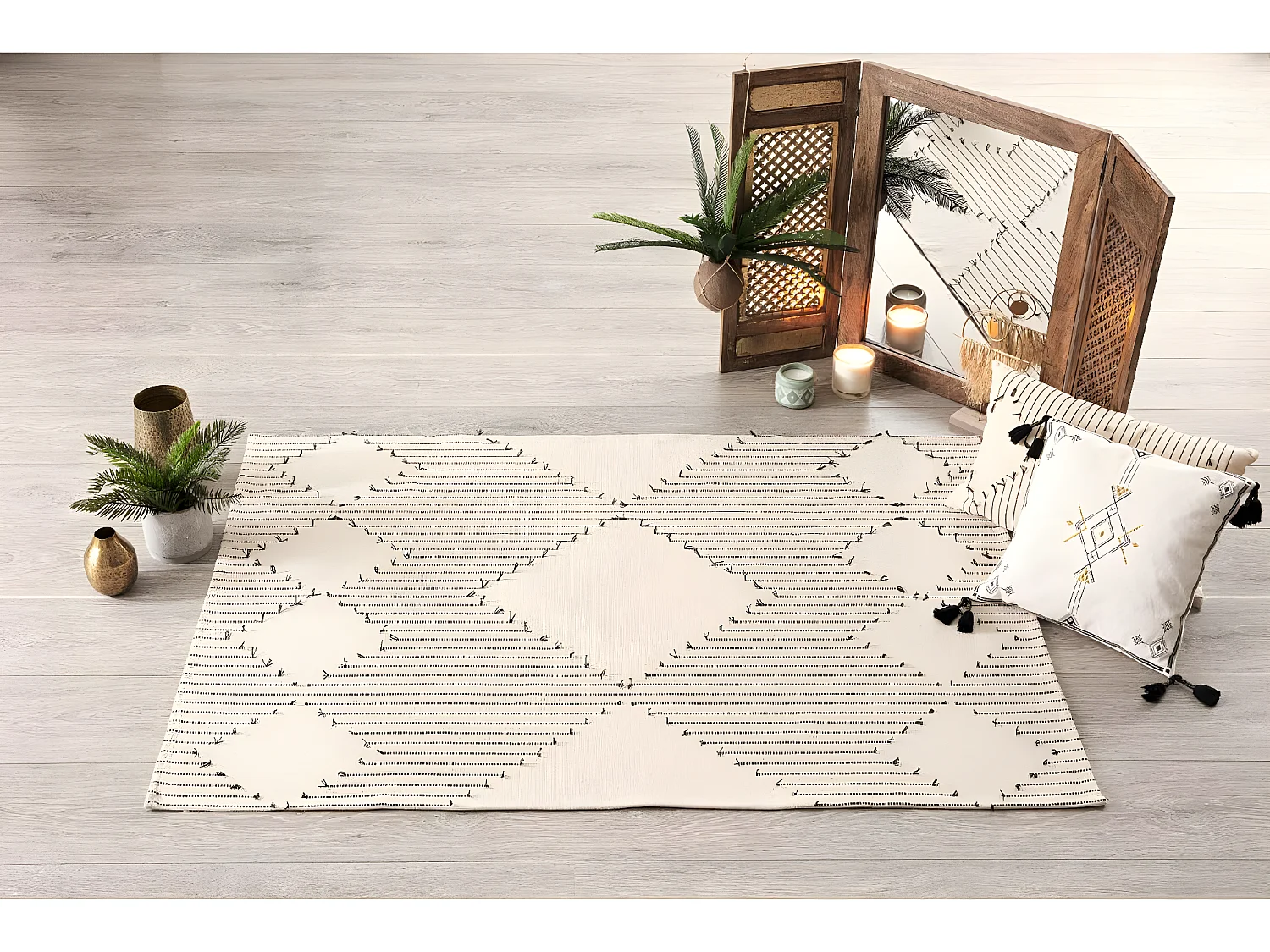 Tapis décoratif en Coton avec relief 120 x 170 cm