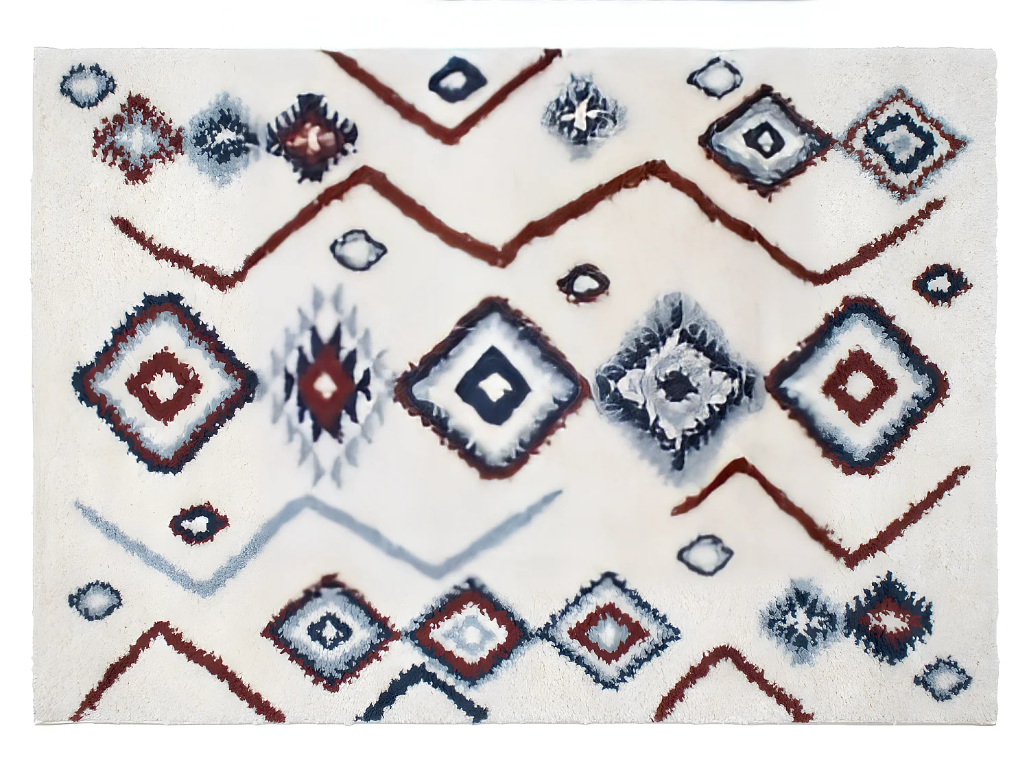 Tapis décoratif Ivoire Bleu et Terracotta esprit Berbère  200 x 290 cm